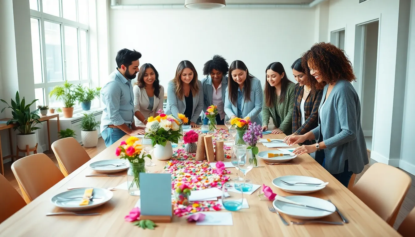 diverse team planning a budget-friendly event in a modern venue.
