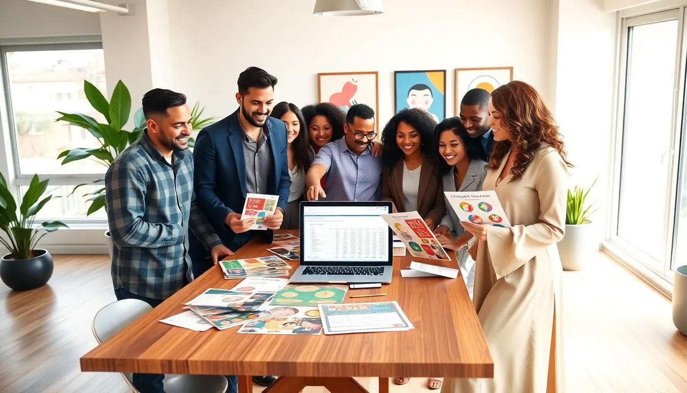 diverse team planning a budget-friendly event in a modern office.