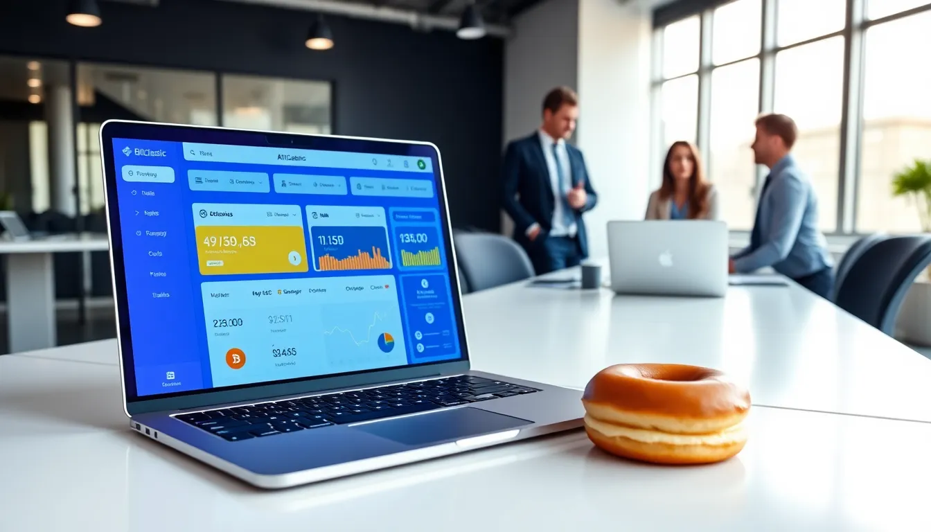 modern altcoin wallet application with a donut on a desk.