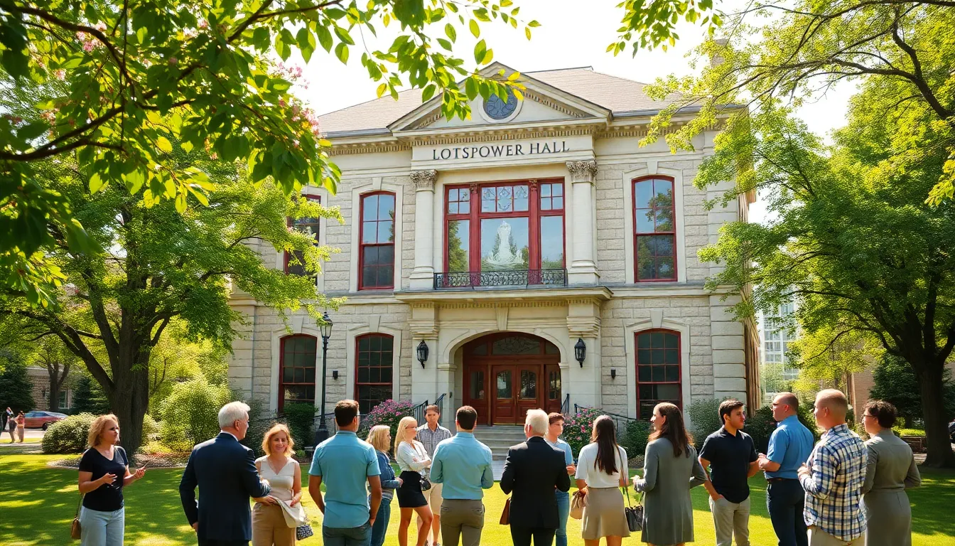 Andrew Lotsofpower Hall with diverse professionals in a park setting.